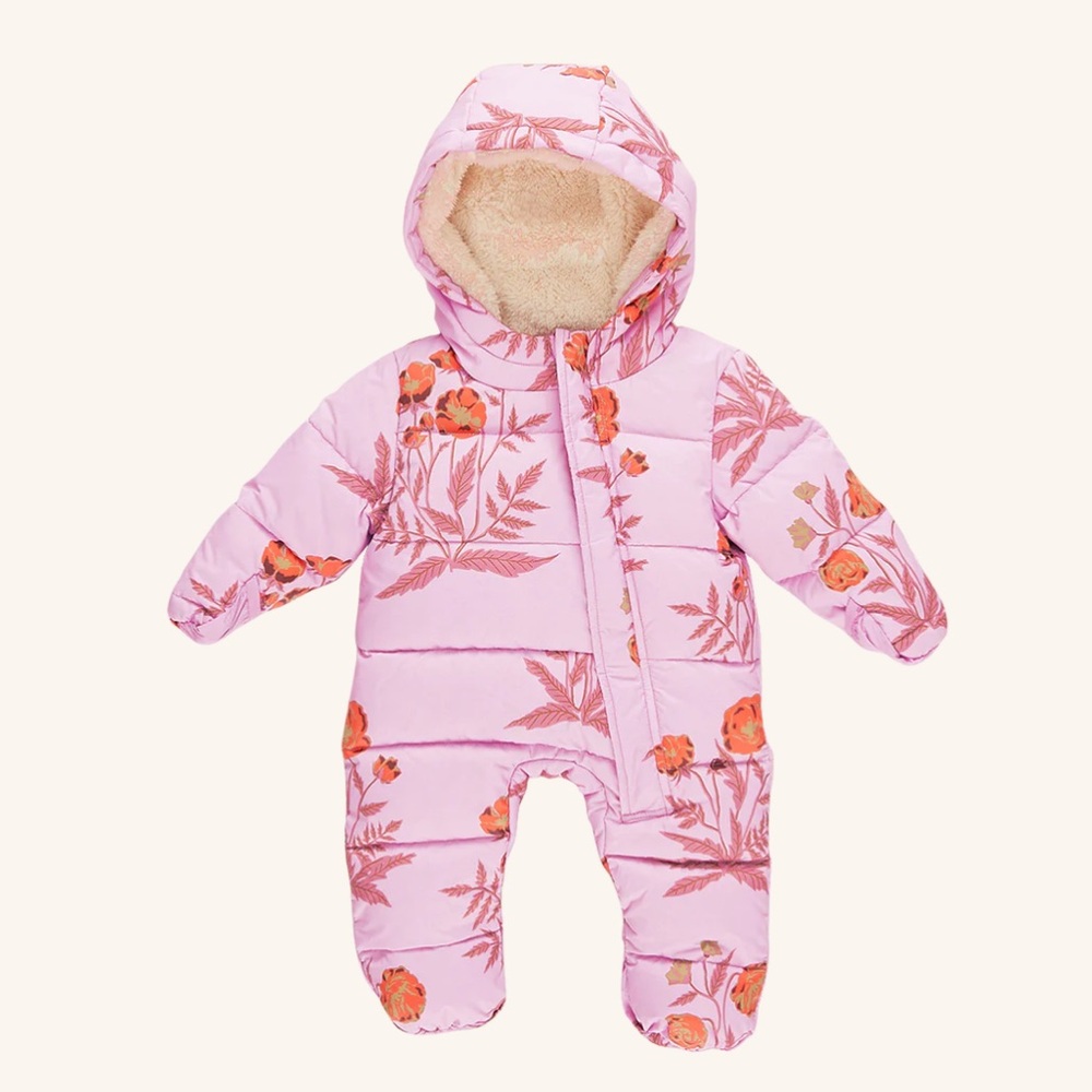 Pink Chicken Lavender Poppy Bunting Floral Pink Baby Snowsuit Never Worn Rare